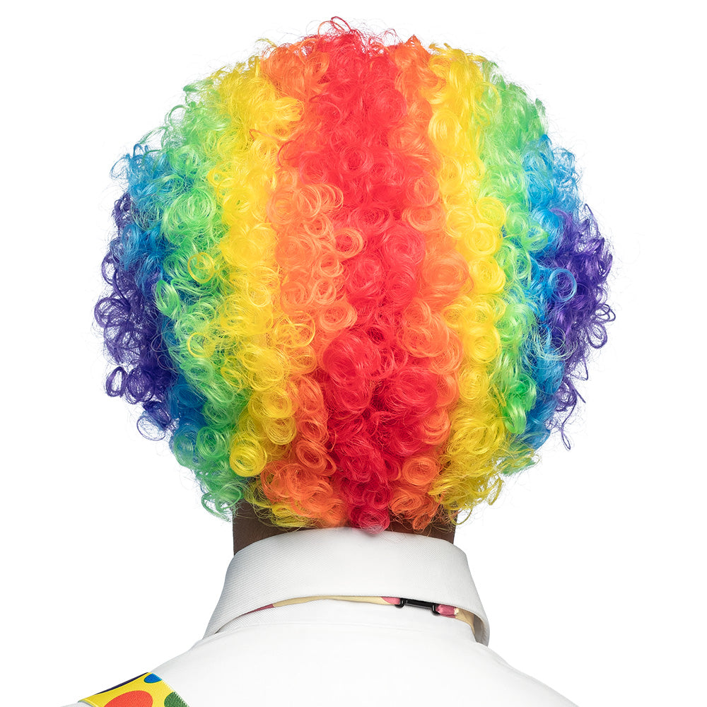 Pruik clown krullen regenboog - foto 4