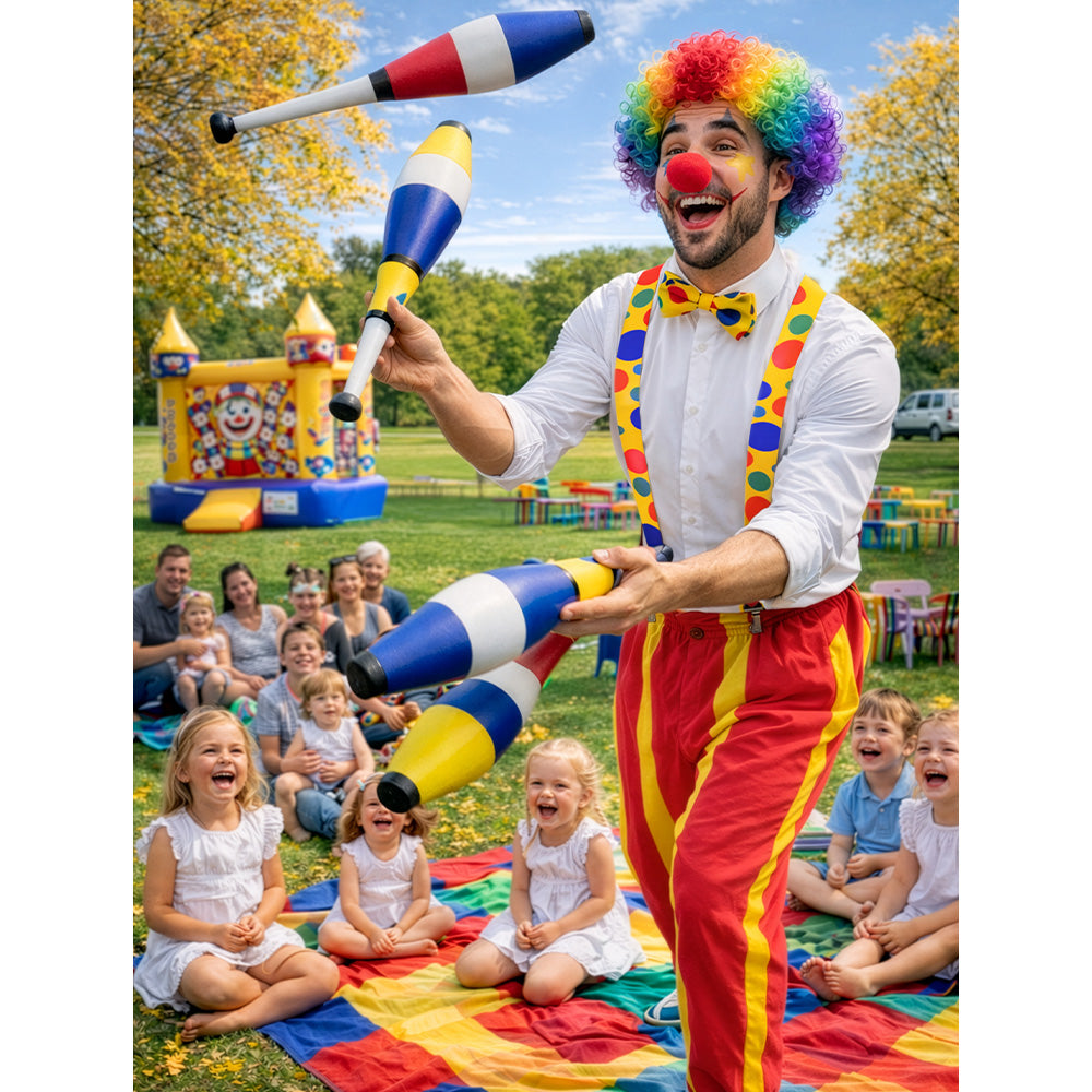 Pruik clown krullen regenboog - foto 6