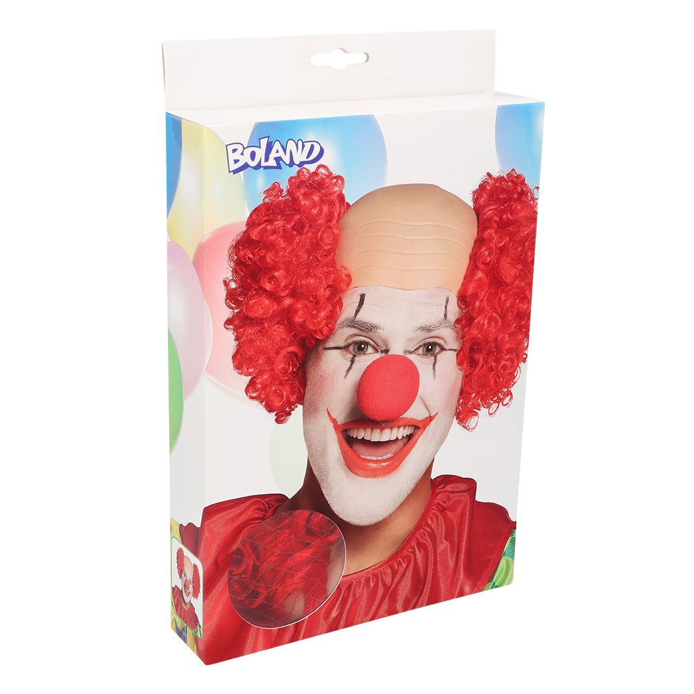 Pruik clown kaal met rode krullen - foto 2