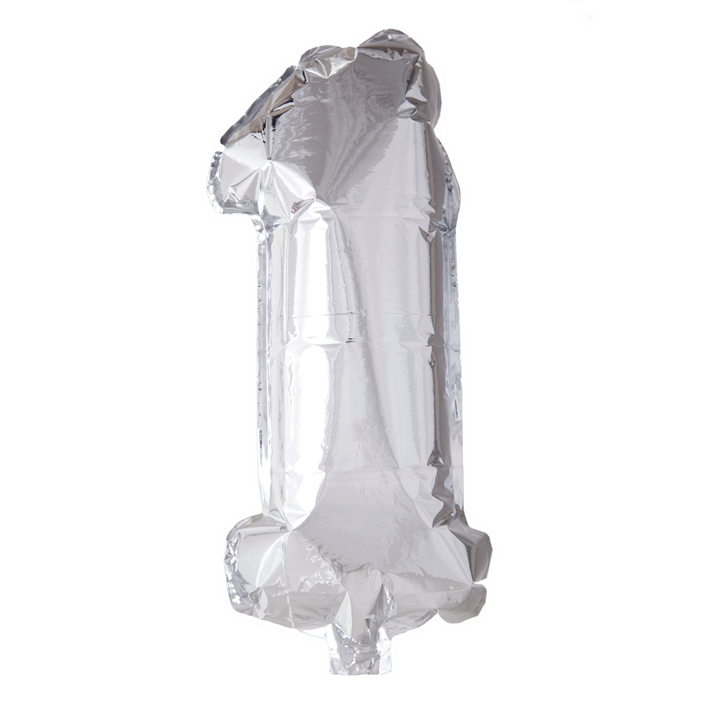 Folie cijferballon zilver 41 cm