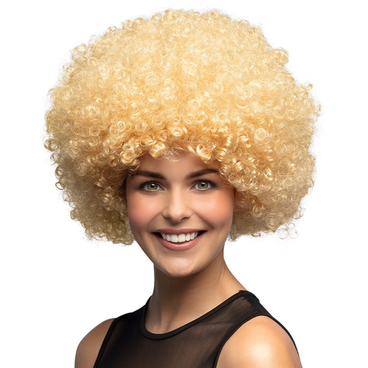 Pruik afro blond
