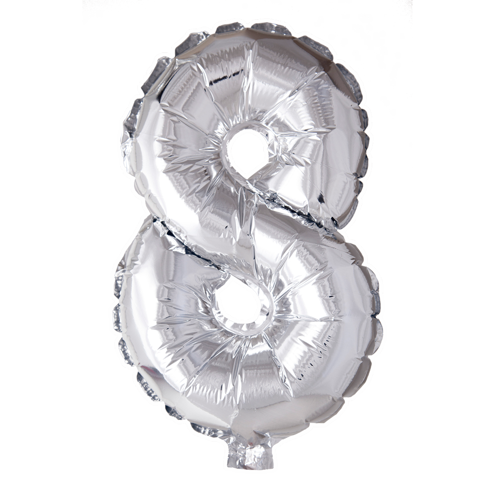 Folie cijferballon zilver 41 cm