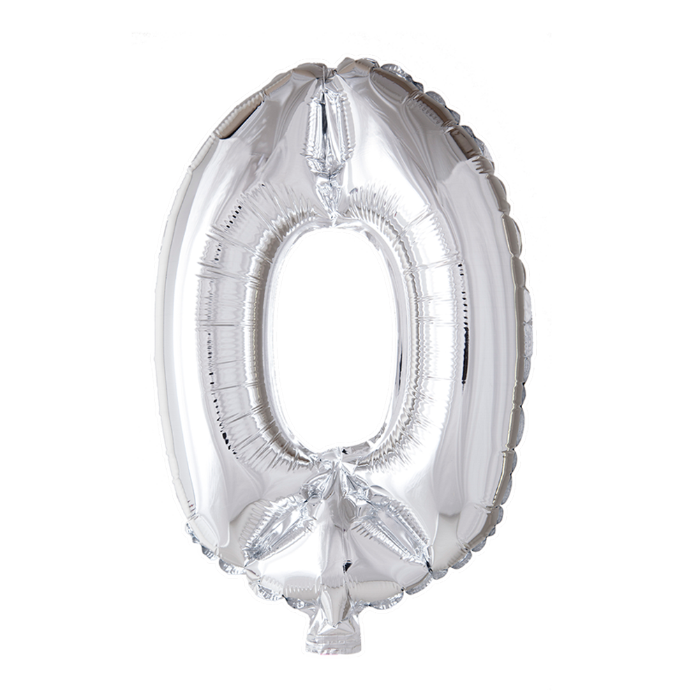 Folie cijferballon zilver 41 cm