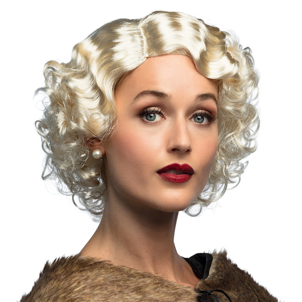 Pruik jaren 20 korte krullen blond