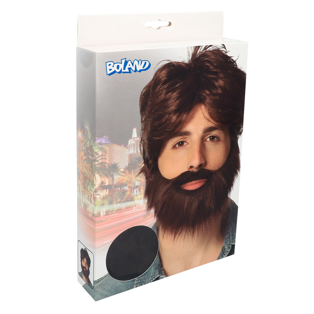 Pruik met baard bruin - foto 2