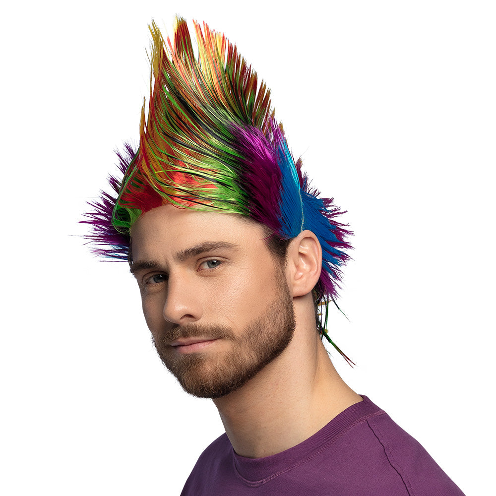 Pruik punk hanenkam regenboog