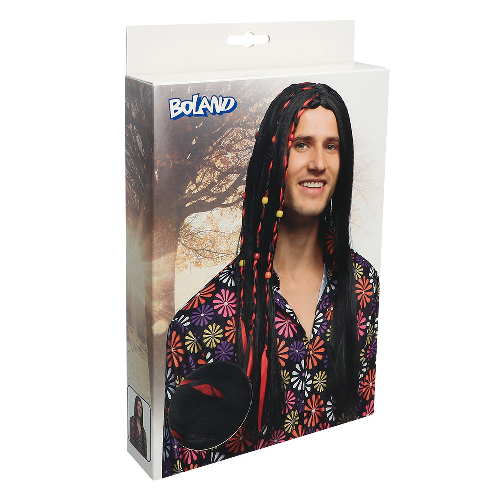Pruik hippie lang bruin met kraaltjes - foto 4