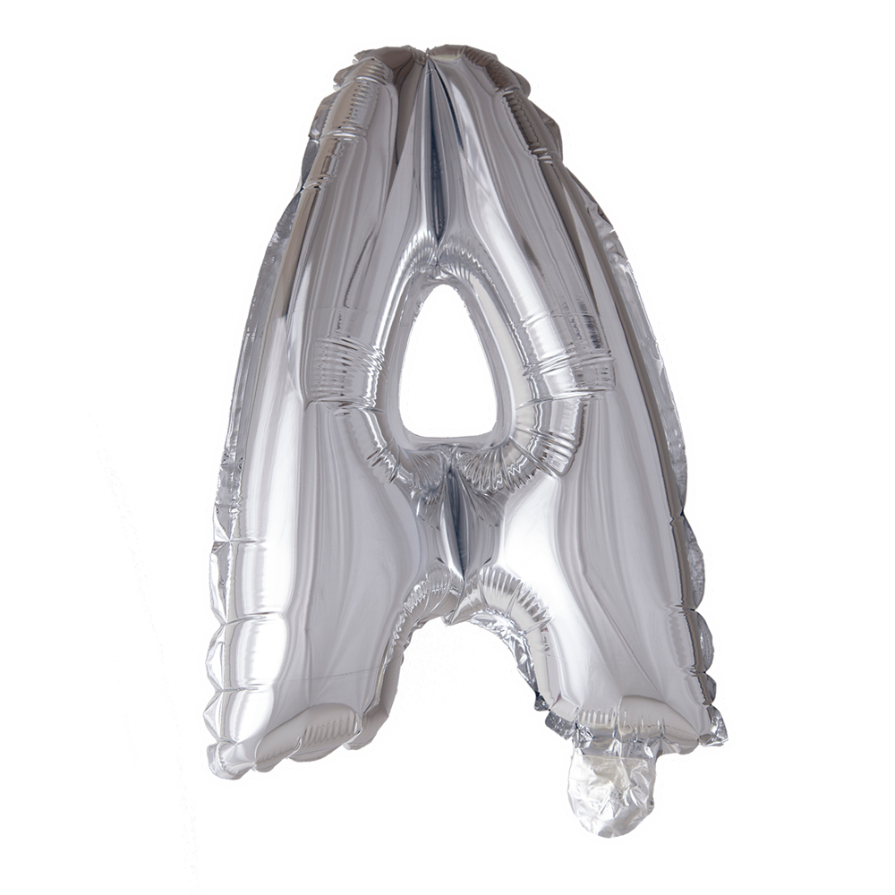 Folie letterballon zilver 41 cm, letter A