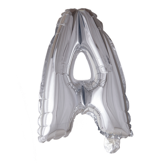 Folie letterballon zilver 41 cm, letter A