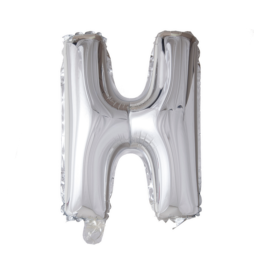 Folie letterballon zilver 41 cm, letter H