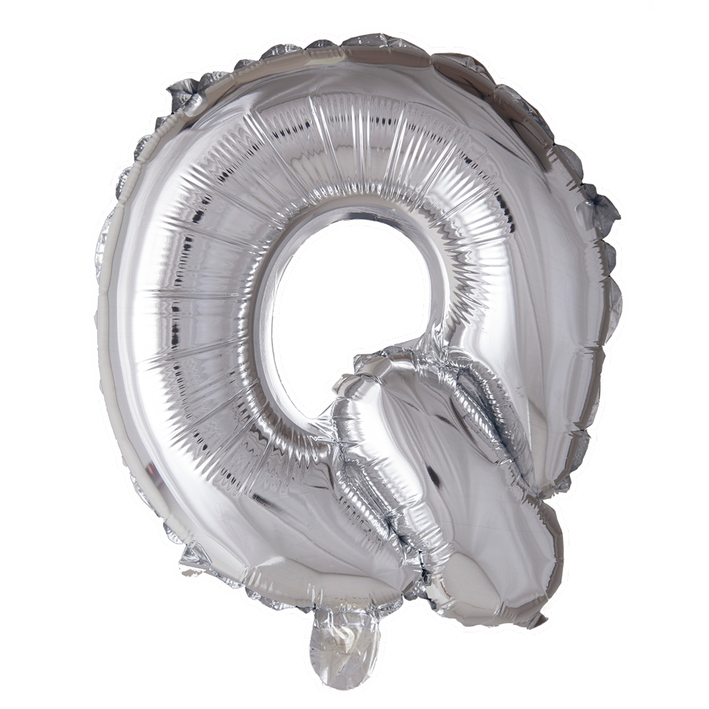 Folie letterballon zilver 41 cm, letter Q