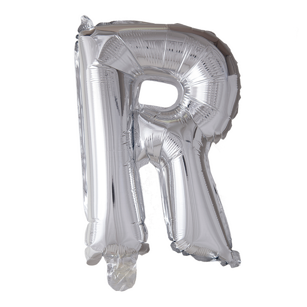 Folie letterballon zilver 41 cm, letter R