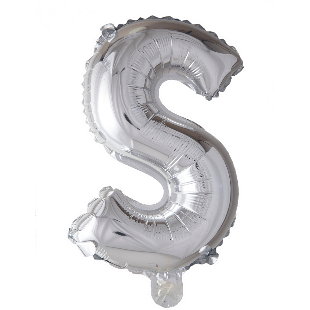 Folie letterballon zilver 41 cm, letter S