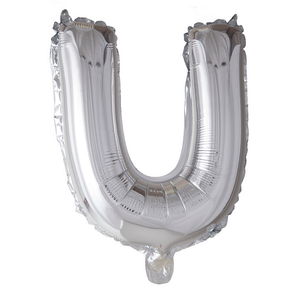 Folie letterballon zilver 41 cm, letter U
