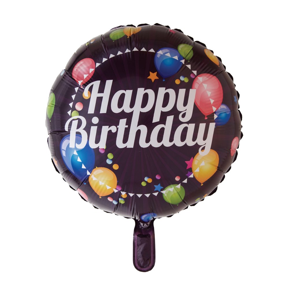 Folieballon Happy Birthday donker 46 cm