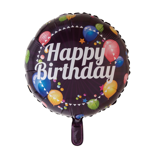 Folieballon Happy Birthday donker 46 cm
