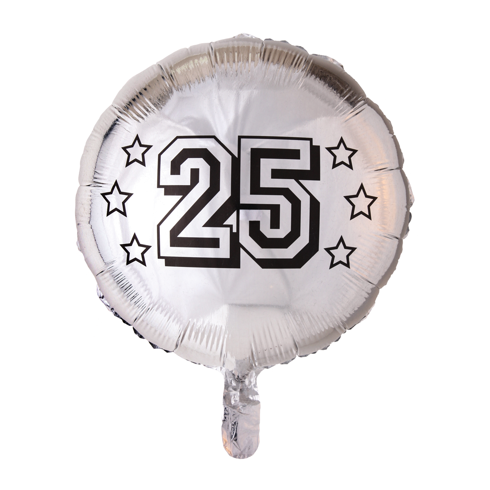Folieballon 25 jaar zilver 46 cm