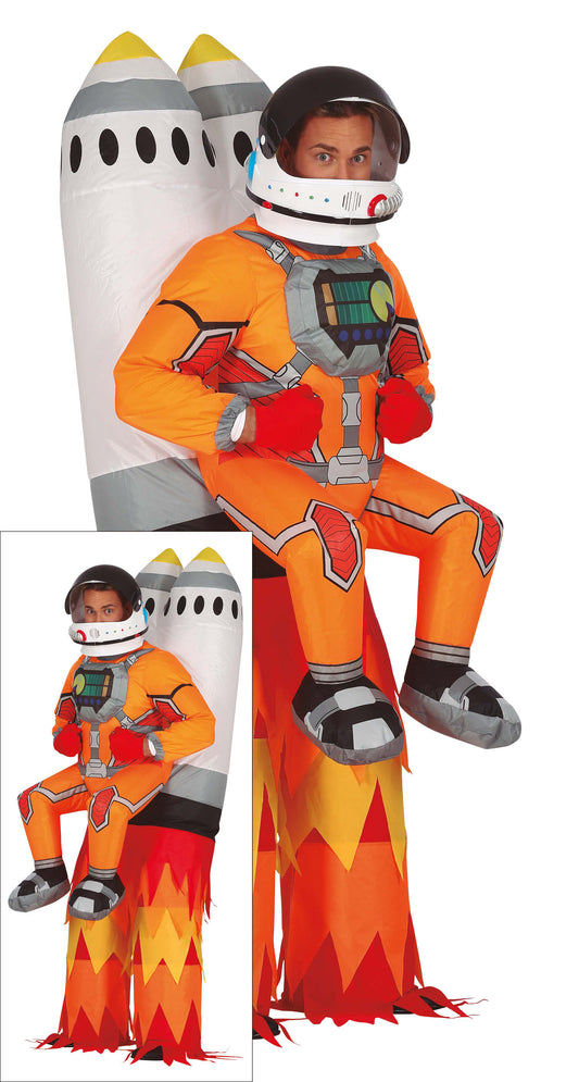 Opblaasbaar kostuum raket met astronaut