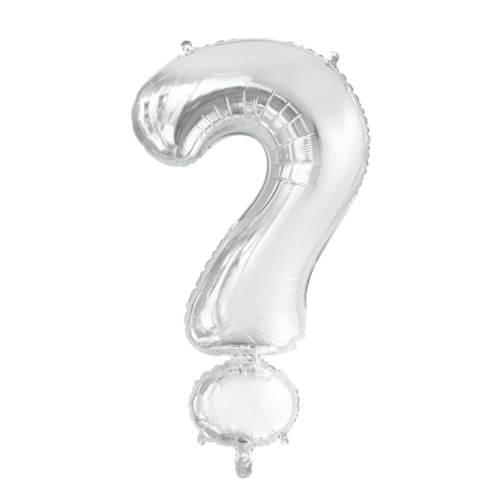 Folieballon vraagteken zilver 86 cm