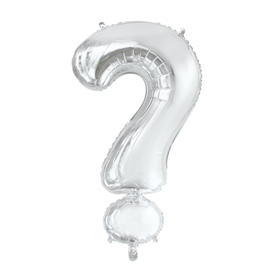 Folieballon vraagteken zilver 86 cm