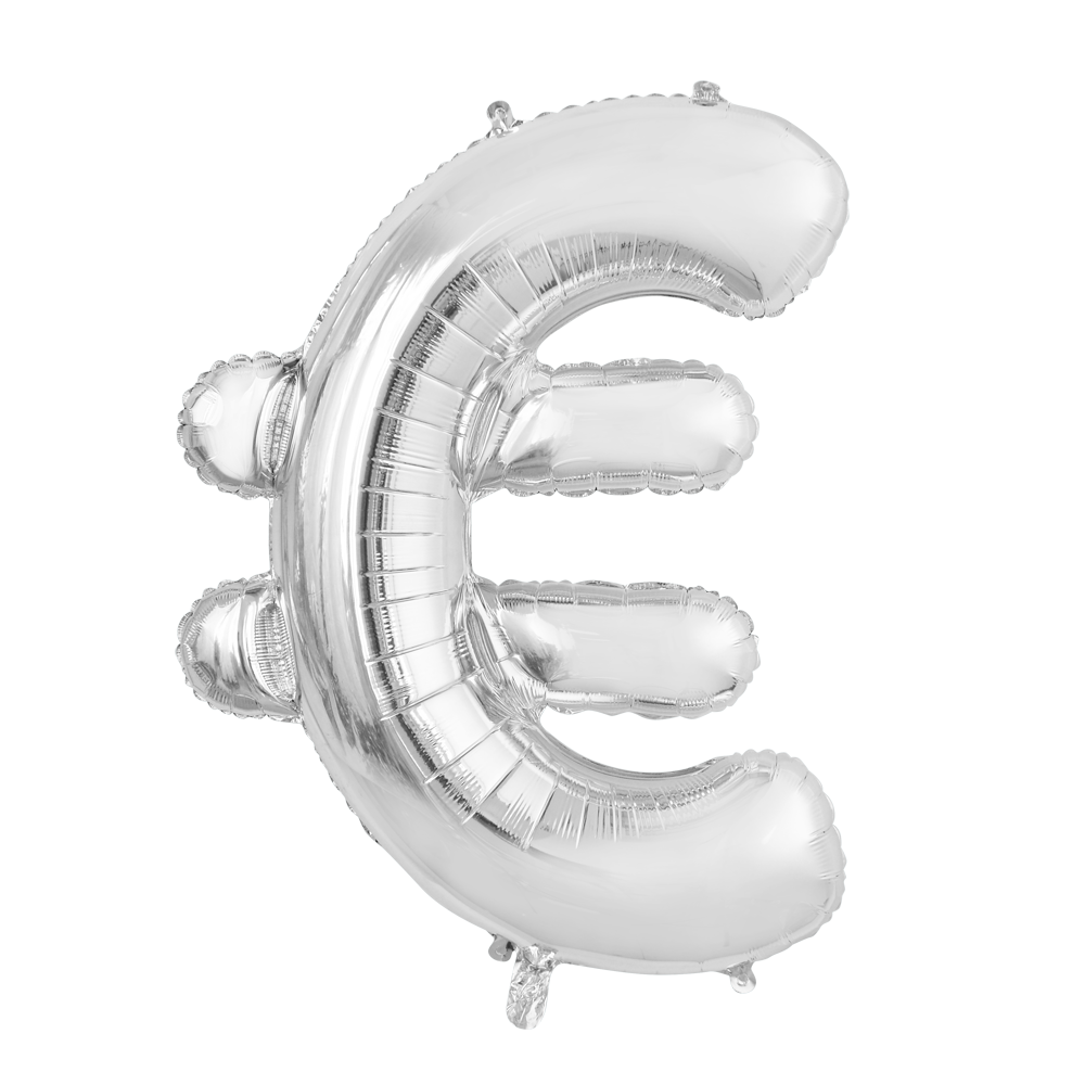 Folieballon euroteken zilver 86 cm