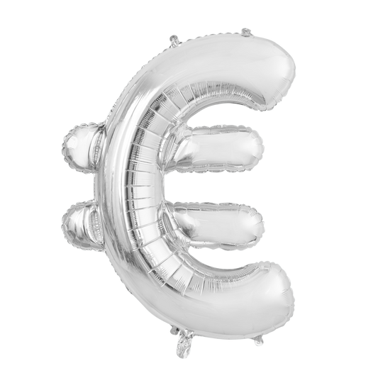 Folieballon euroteken zilver 86 cm