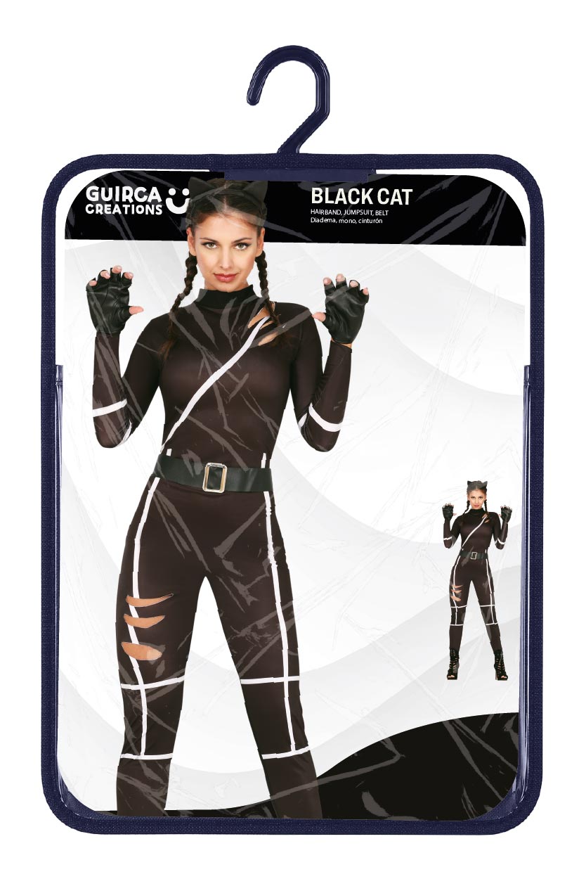 Kostuum zwarte kat catsuit dames - foto 4