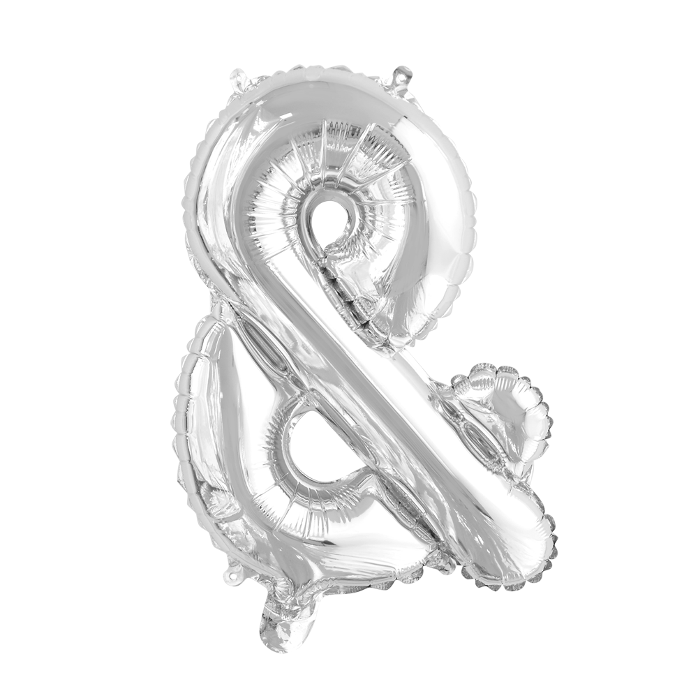 Folie letterballon zilver 41 cm, teken &