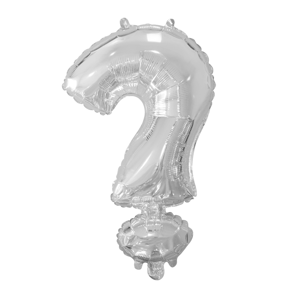 Folie letterballon zilver 41 cm, teken ?