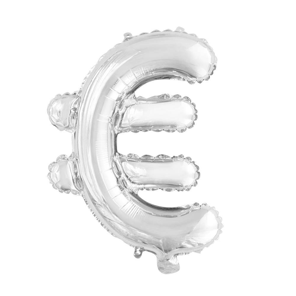 Folie letterballon zilver 41 cm, teken €