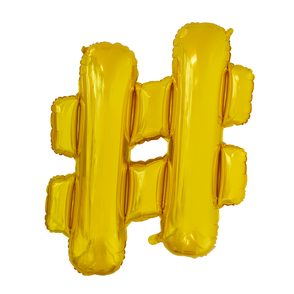 Folie letterballon goud 41 cm, teken #
