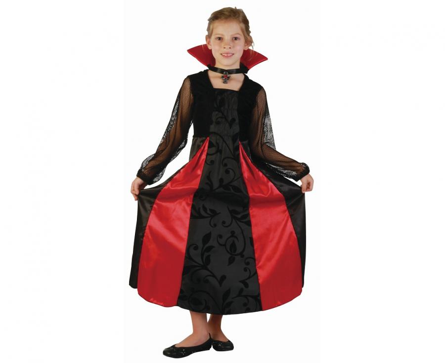 Kinderkostuum vampiermeisje rood-zwart