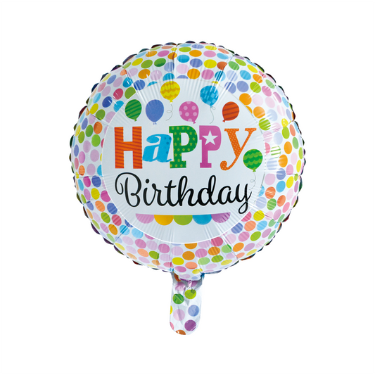 Folieballon Happy Birthday stippen 46 cm
