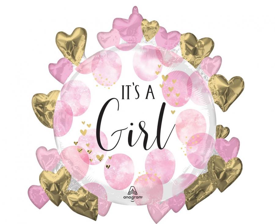 Folieballon It's a Girl Waterverf 76 cm
