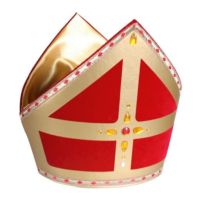 Mijter Sinterklaas luxe Stefan rood