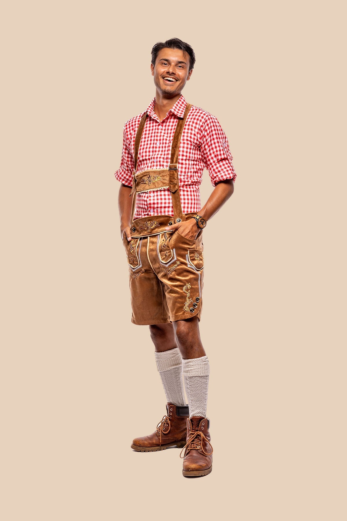 Lederhosen Daan in bruin, Oktoberfest herenkleding
