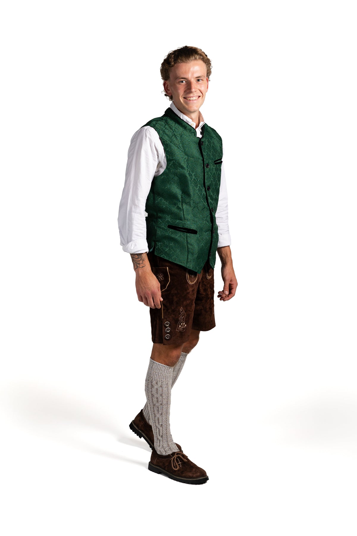 Trachten Gilet David in blauw, heren trachtenvest voor Oktoberfest