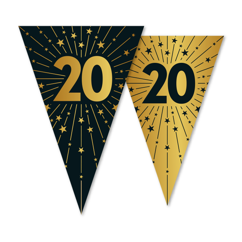 Vlaggenlijn 20 Goud/Zwart – 10 meter (Dubbelzijdig)