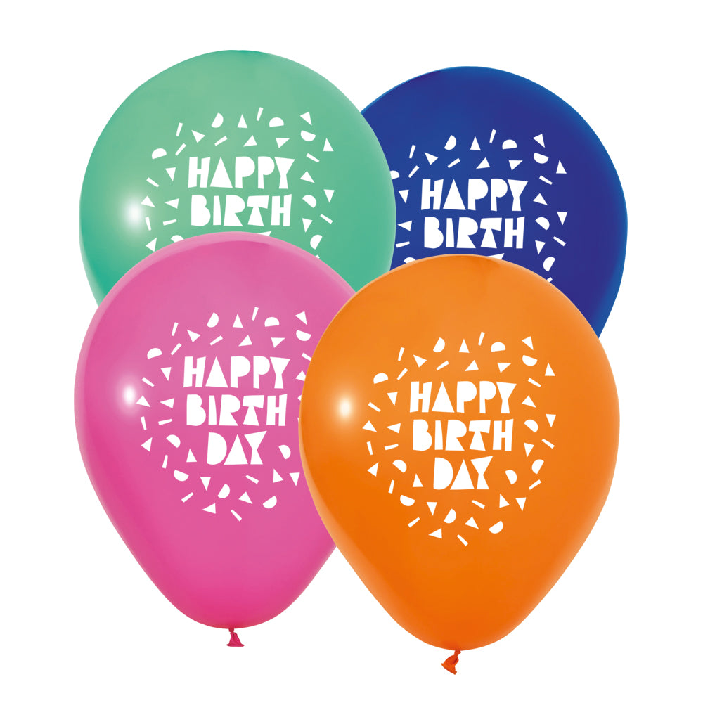 Ballonnen Happy Birthday gekleurd 30 cm (8 stuks)