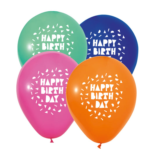 Ballonnen Happy Birthday gekleurd 30 cm (8 stuks)