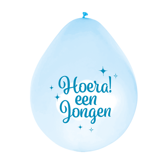 Ballonnen Hoera een Jongen 30 cm (8 stuks)