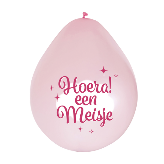 Ballonnen Hoera een Meisje 30 cm (8 stuks)