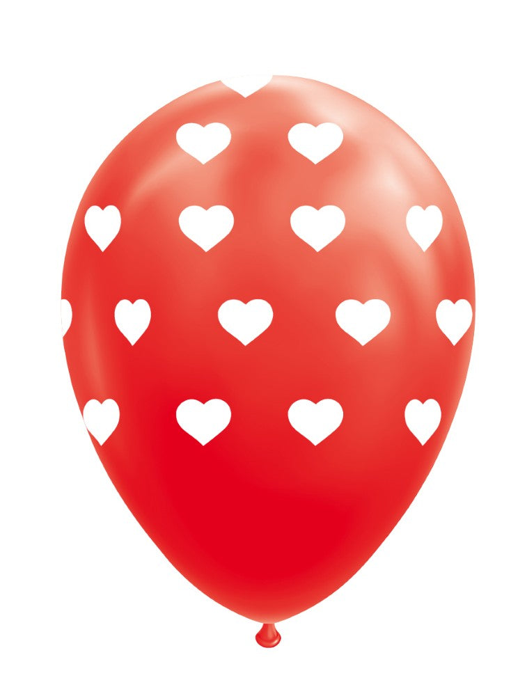 Ballonnen met hartjes rood en wit 30 cm (8 stuks) - foto 3