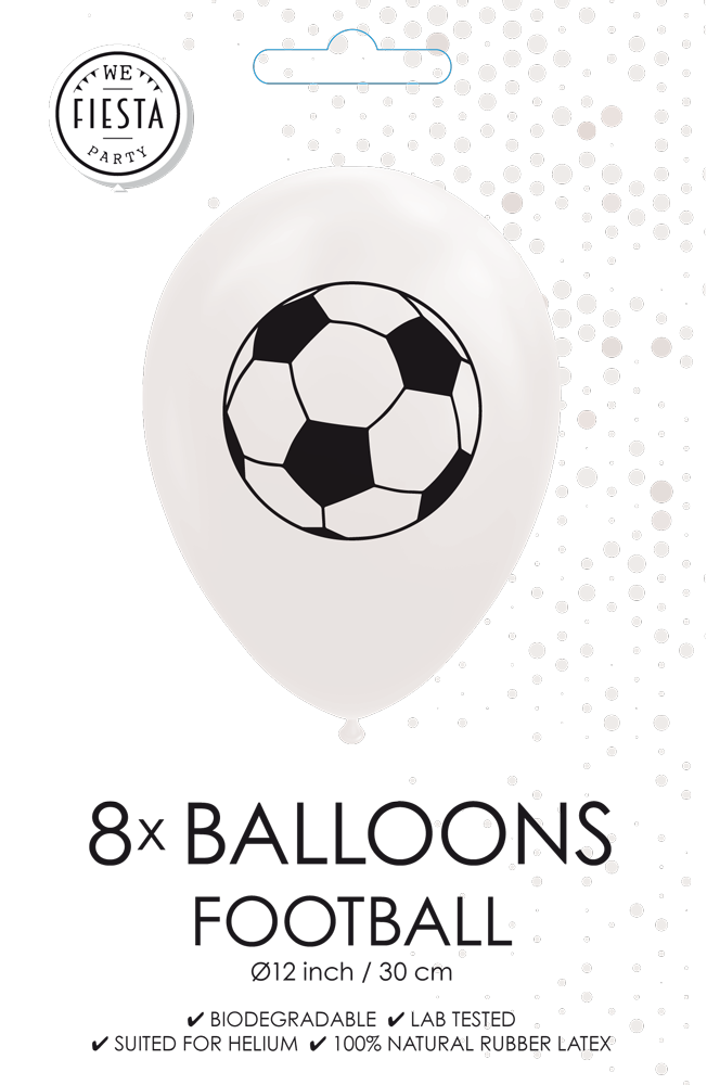Ballonnen voetbal wit 30 cm (8 stuks)