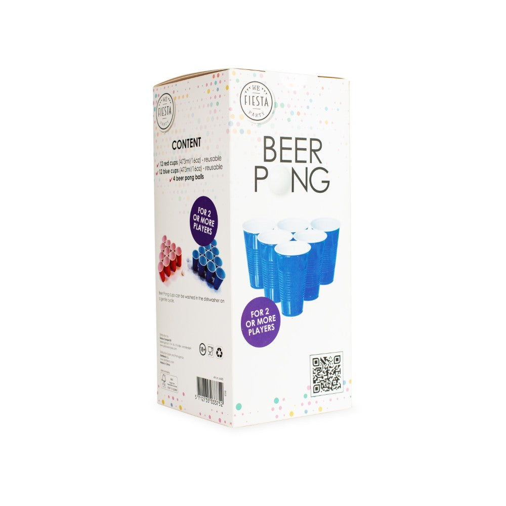 Beer pong set met 24 rode en blauwe bekers en 4 ballen — tweede productfoto