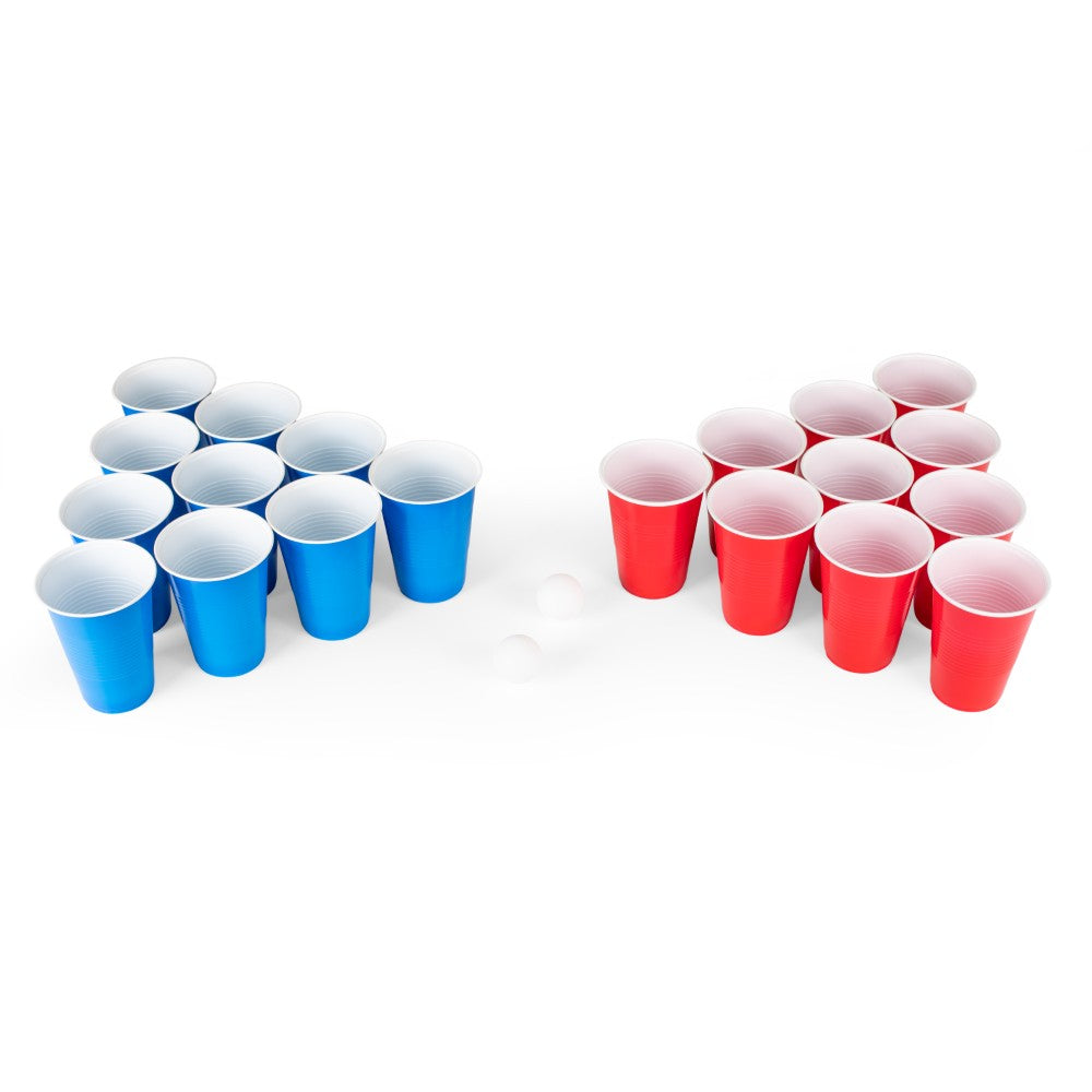Beer pong set met 24 rode en blauwe bekers en 4 ballen — derde productfoto