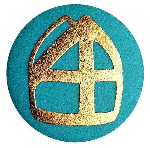 Button met mijter blauw
