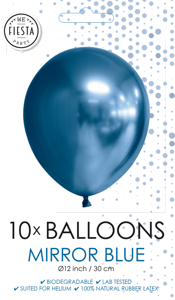 Chrome ballonnen 30 cm (10 stuks) blauw