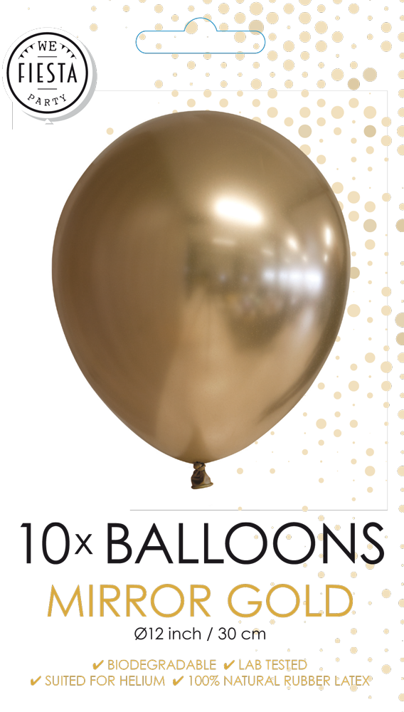 Chrome ballonnen 30 cm (10 stuks) goud