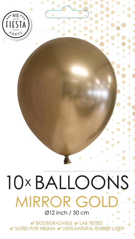 Chrome ballonnen 30 cm (10 stuks) goud